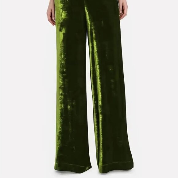 Green Velvet Blazer Jacket And Hi Waist Wide Leg Pants - 2pc set - Picture 5 of 5